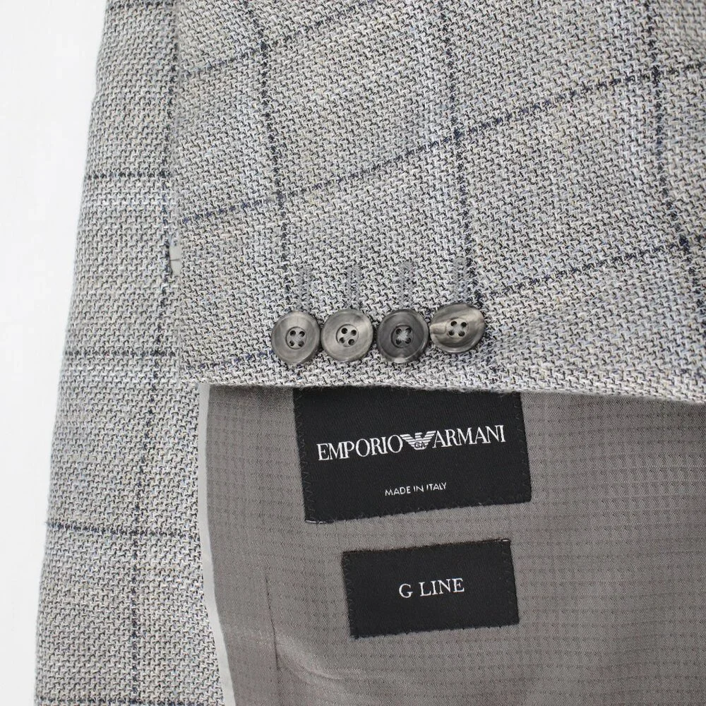 Emporio armani Sport Coat Men 50 G Line Single Breasted Two Button Plaid Viscose